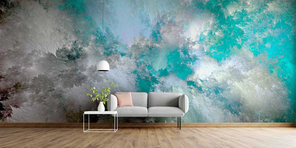 Turkuaz Bulut Dokulu Soyut Sanat Duvar Kağıdı 4147