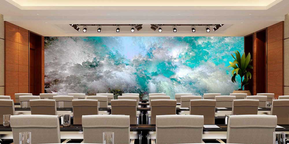 Turkuaz Bulut Dokulu Soyut Sanat Duvar Kağıdı 4147