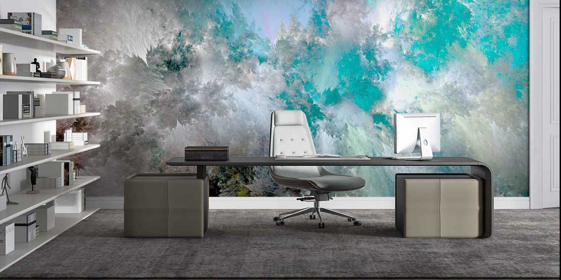 Turkuaz Bulut Dokulu Soyut Sanat Duvar Kağıdı 4147