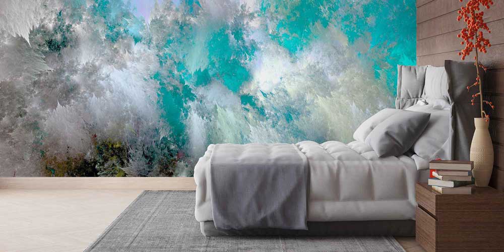 Turkuaz Bulut Dokulu Soyut Sanat Duvar Kağıdı 4147