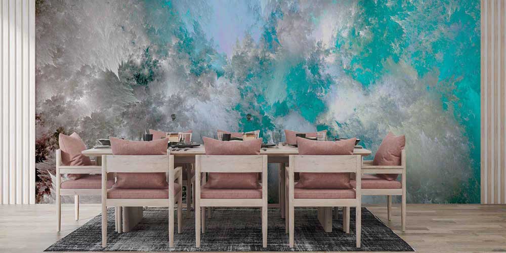 Turkuaz Bulut Dokulu Soyut Sanat Duvar Kağıdı 4147