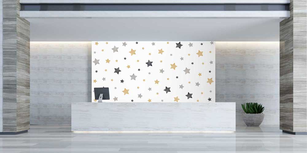Altın ve Gri Yıldız Desenli Uzay Temalı Duvar Kağıdı 4334