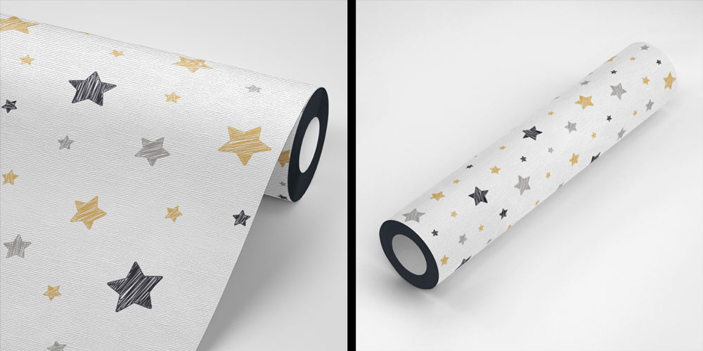 Altın ve Gri Yıldız Desenli Uzay Temalı Duvar Kağıdı 4334