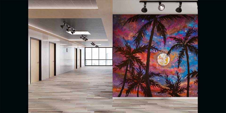 Ay Işığında Palmiye Siluetleri Tropikal Duvar Kağıdı 4404