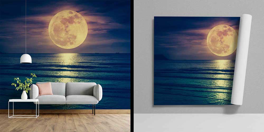 Dolunay ve Deniz Manzarası Gece Duvar Kağıdı 4409