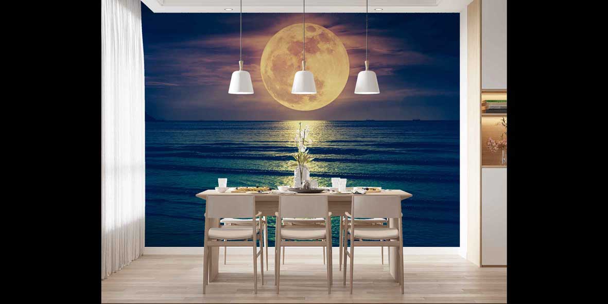 Dolunay ve Deniz Manzarası Gece Duvar Kağıdı 4409