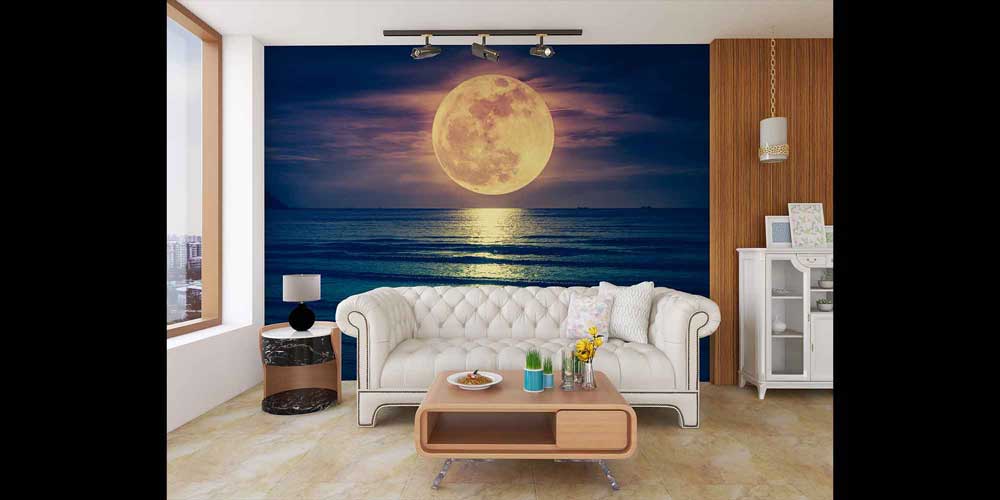 Dolunay ve Deniz Manzarası Gece Duvar Kağıdı 4409