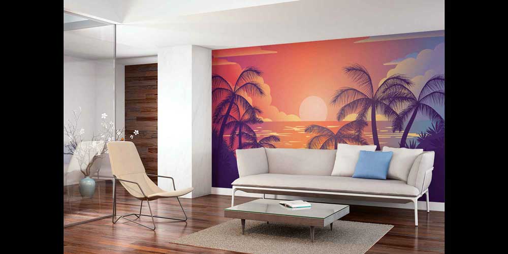 Palmiye Gün Batımı Tropikal Manzara Duvar Kağıdı 4420