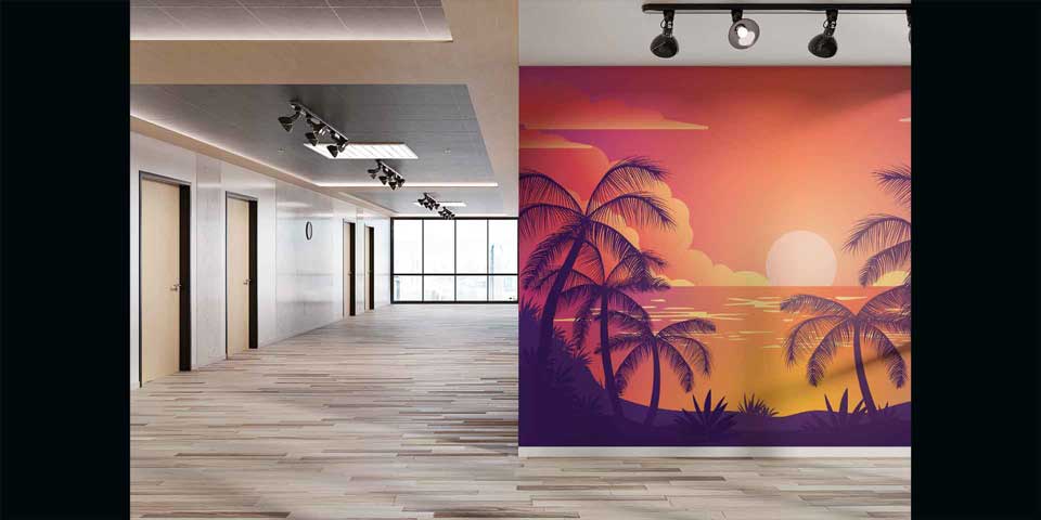 Palmiye Gün Batımı Tropikal Manzara Duvar Kağıdı 4420