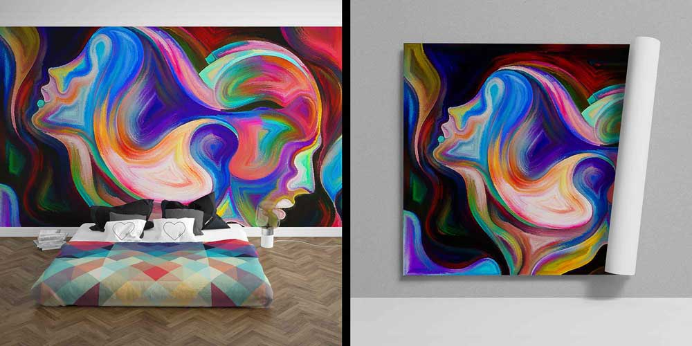 Renkli Soyut Romantik Yüzler Duvar Kağıdı 4487