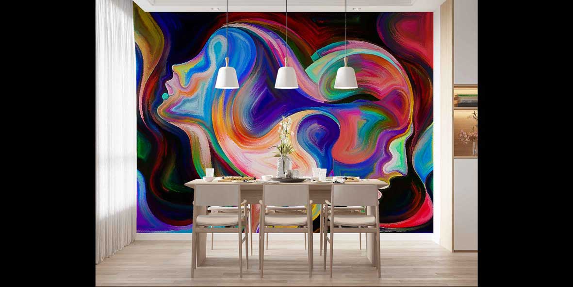 Renkli Soyut Romantik Yüzler Duvar Kağıdı 4487