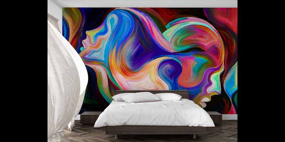 Renkli Soyut Romantik Yüzler Duvar Kağıdı 4487