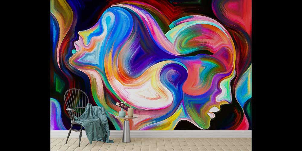 Renkli Soyut Romantik Yüzler Duvar Kağıdı 4487