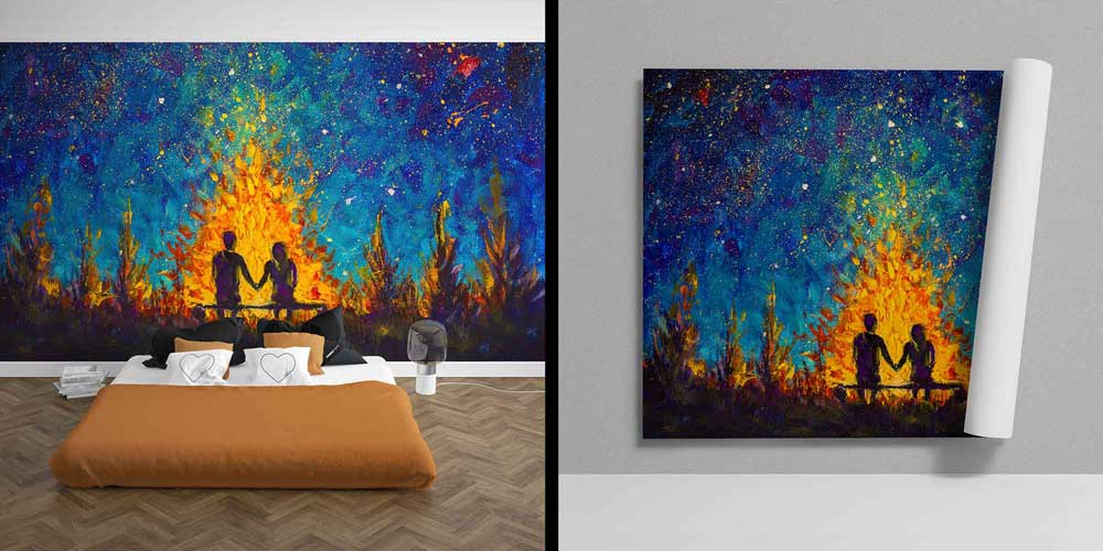 Ateş Işığında Romantik Çift Duvar Kağıdı 4489