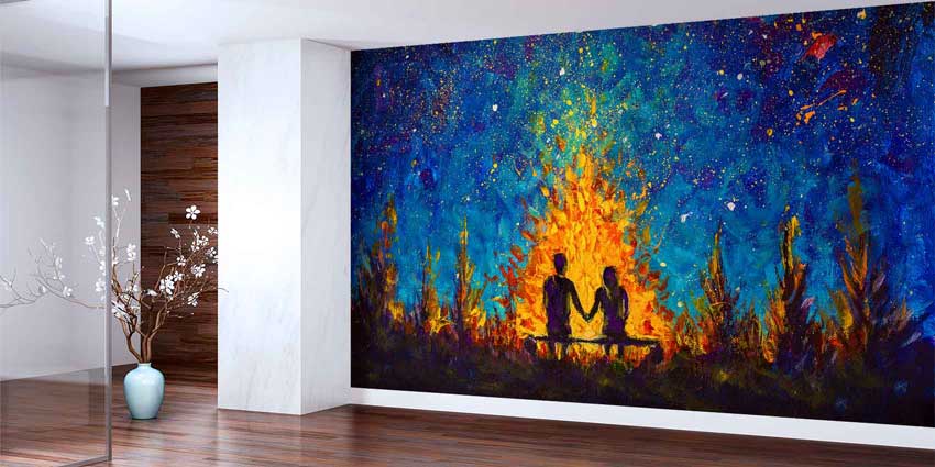 Ateş Işığında Romantik Çift Duvar Kağıdı 4489