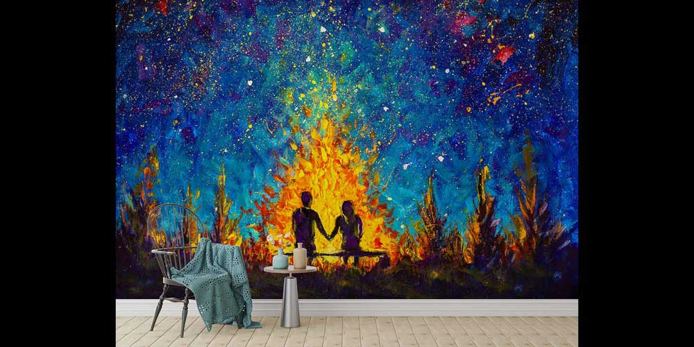 Ateş Işığında Romantik Çift Duvar Kağıdı 4489