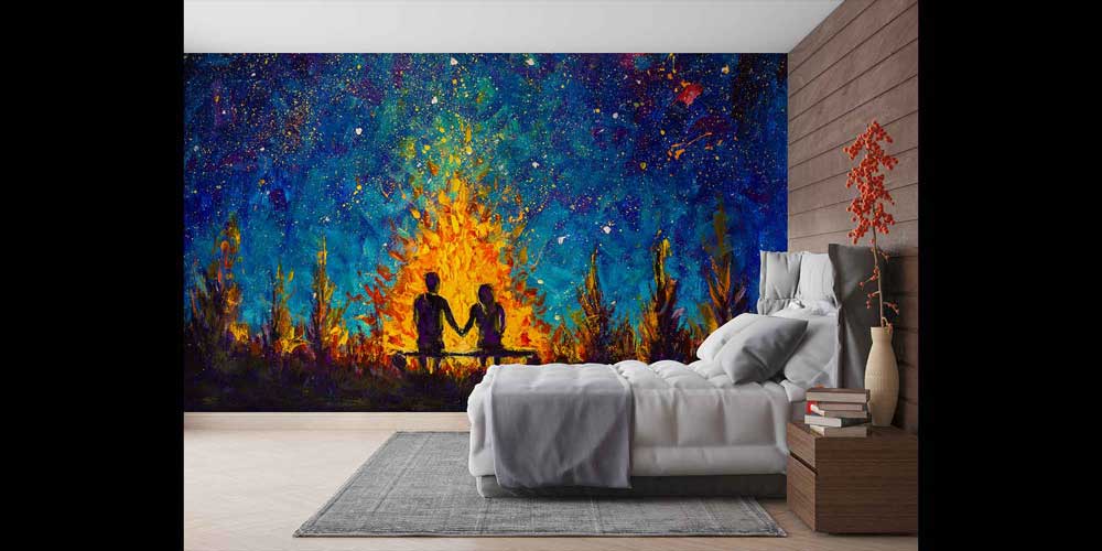 Ateş Işığında Romantik Çift Duvar Kağıdı 4489