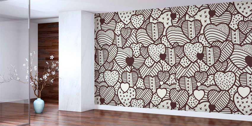 Vintage Kalp Desenli Duvar Kağıdı 4500