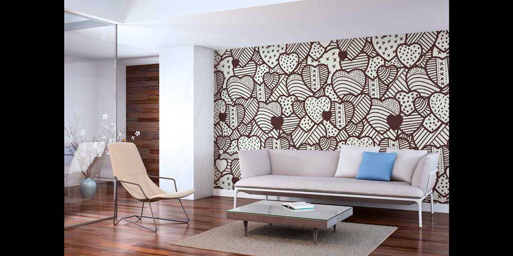 Vintage Kalp Desenli Duvar Kağıdı 4500