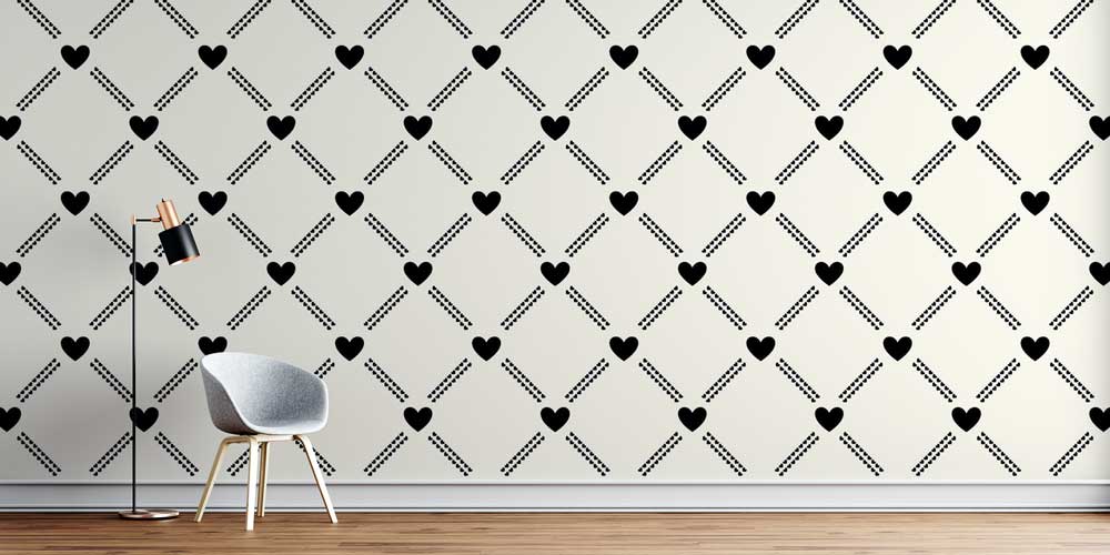 Geometrik Kalp Desenli Duvar Kağıdı 4504