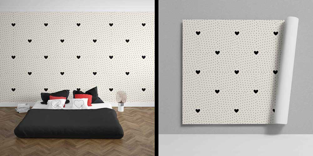 Geometrik Kalp Desenli Duvar Kağıdı 4504