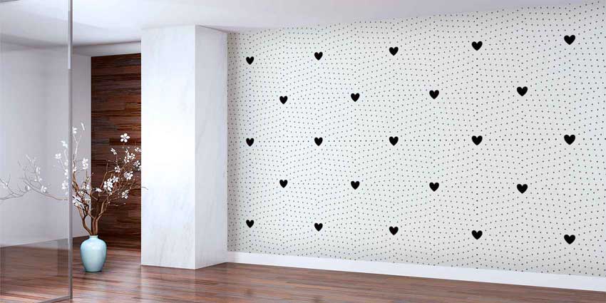 Geometrik Kalp Desenli Duvar Kağıdı 4504