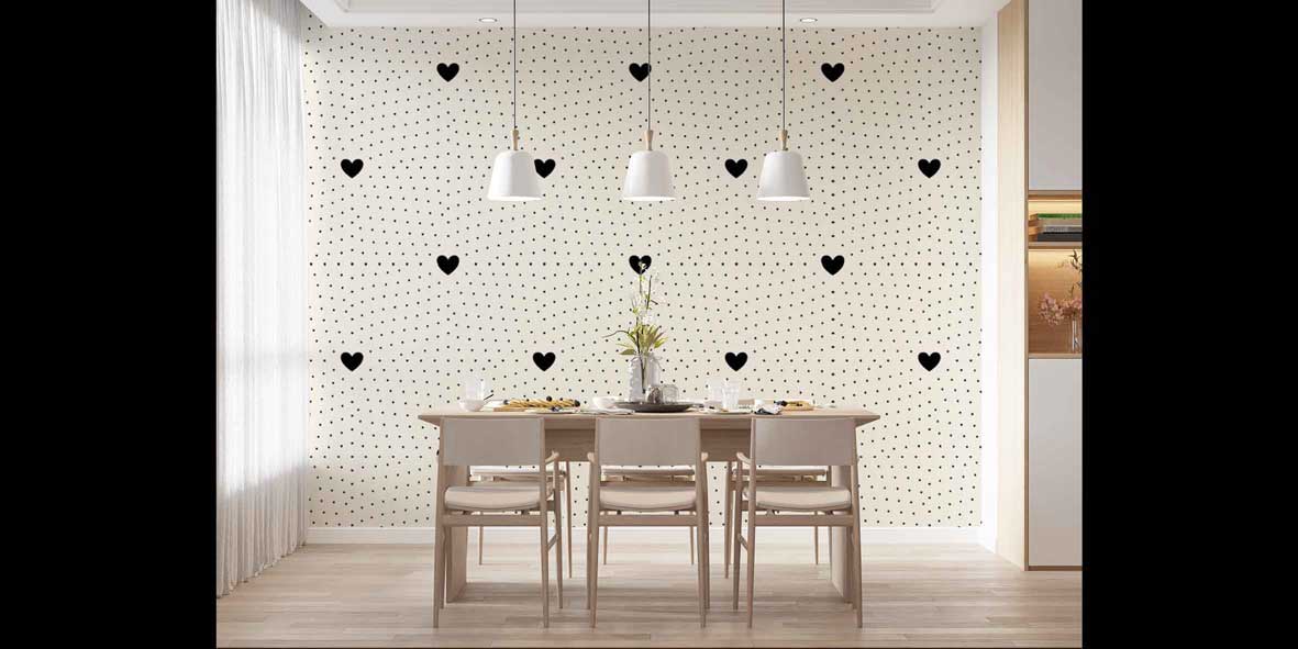 Geometrik Kalp Desenli Duvar Kağıdı 4504