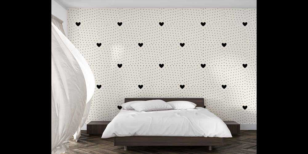 Geometrik Kalp Desenli Duvar Kağıdı 4504