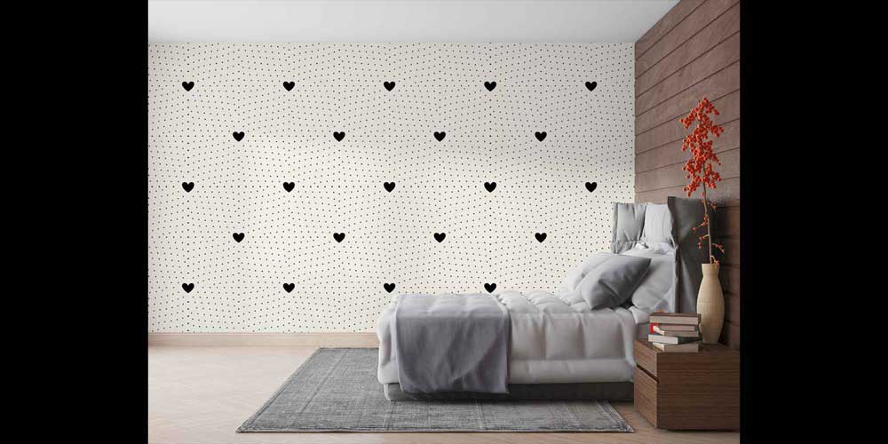 Geometrik Kalp Desenli Duvar Kağıdı 4504