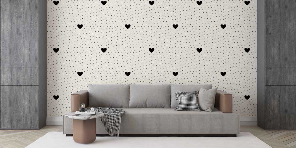 Geometrik Kalp Desenli Duvar Kağıdı 4504