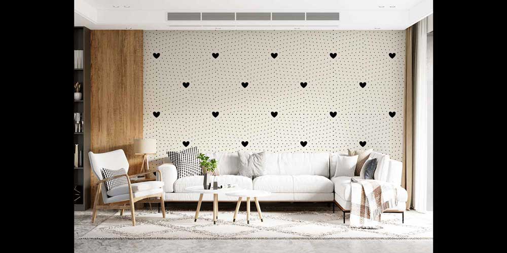 Geometrik Kalp Desenli Duvar Kağıdı 4504