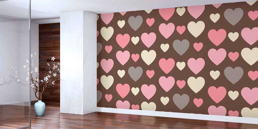 Pastel Kalp Desenli Duvar Kağıdı 4507