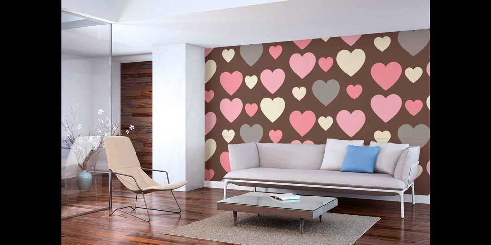 Pastel Kalp Desenli Duvar Kağıdı 4507