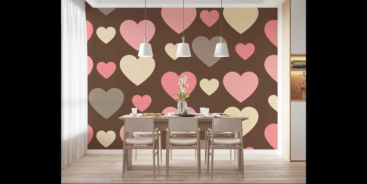 Pastel Kalp Desenli Duvar Kağıdı 4507