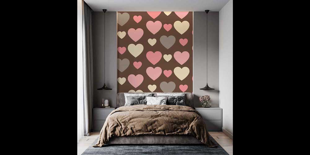 Pastel Kalp Desenli Duvar Kağıdı 4507