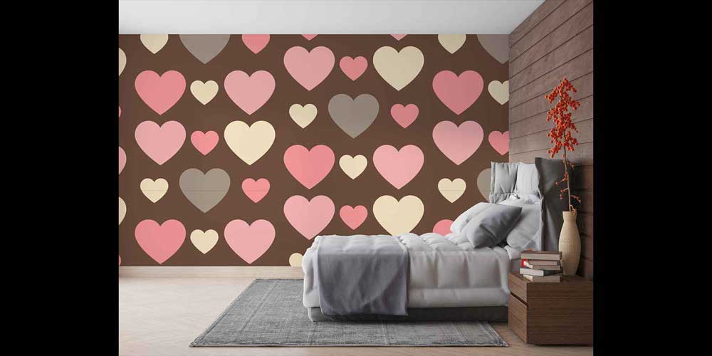 Pastel Kalp Desenli Duvar Kağıdı 4507