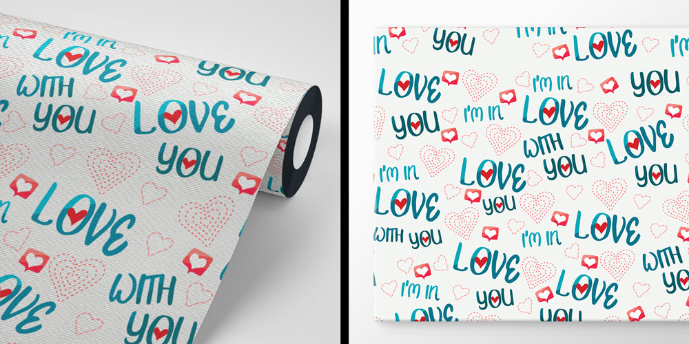 Love Yazılı Kalp Desenli Duvar Kağıdı 4508