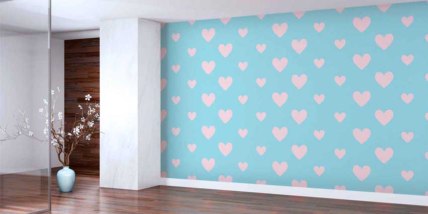 Pastel Kalp Desenli Duvar Kağıdı 4509