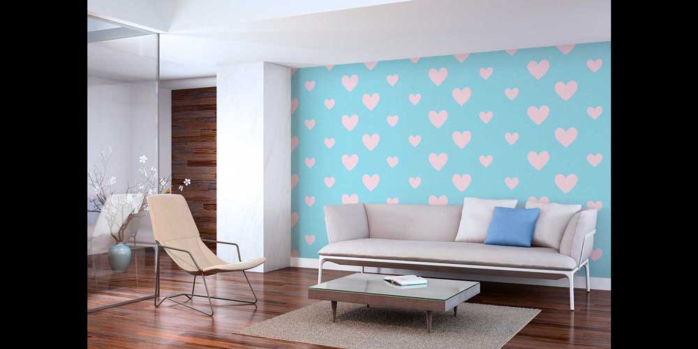 Pastel Kalp Desenli Duvar Kağıdı 4509