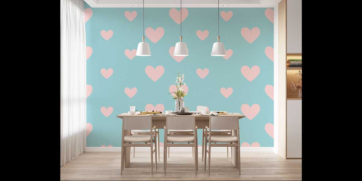 Pastel Kalp Desenli Duvar Kağıdı 4509