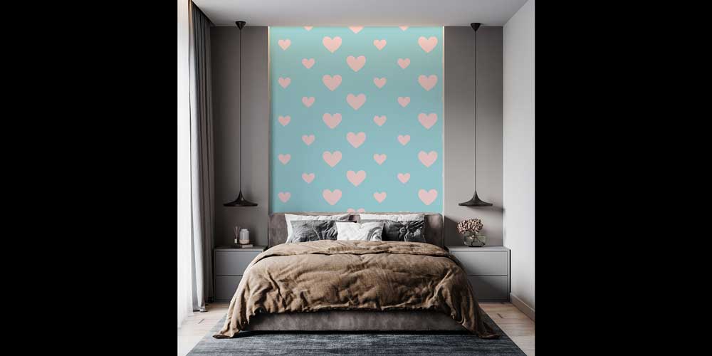 Pastel Kalp Desenli Duvar Kağıdı 4509