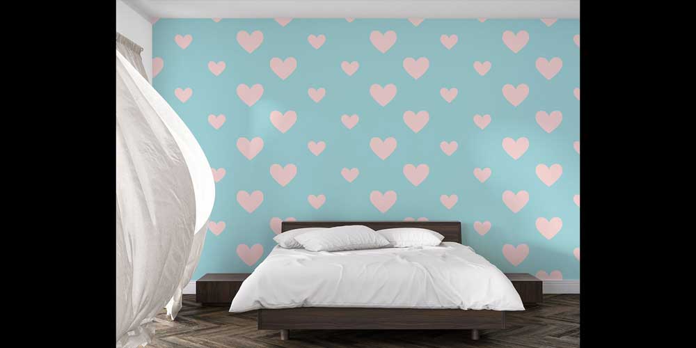 Pastel Kalp Desenli Duvar Kağıdı 4509