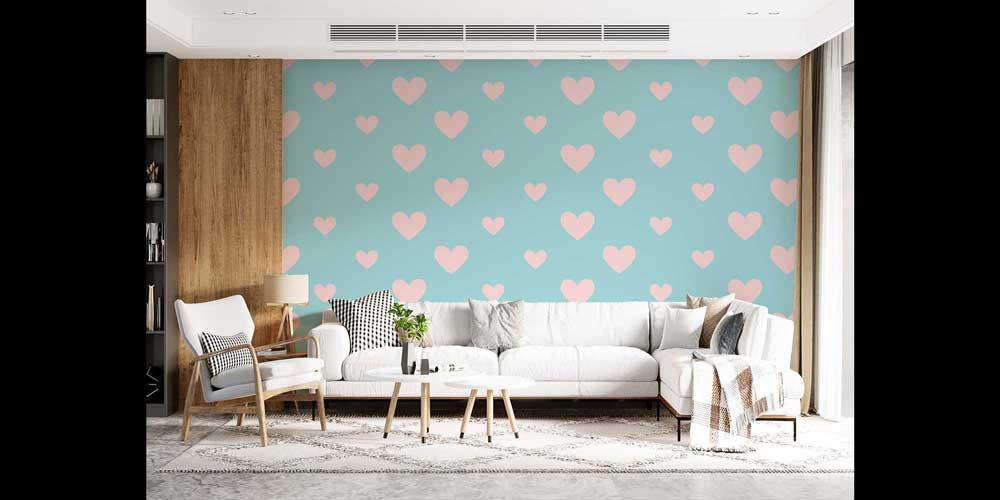Pastel Kalp Desenli Duvar Kağıdı 4509