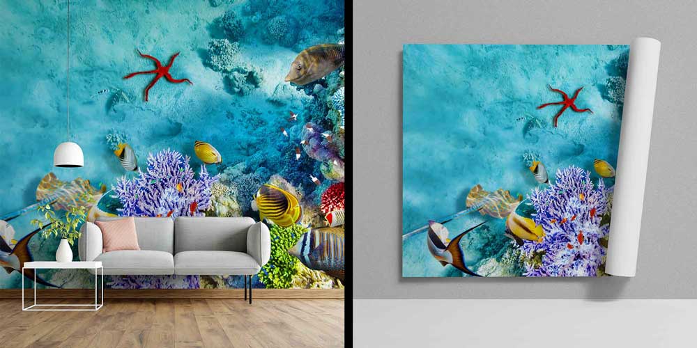 Renkli Mercan Resifi ve Tropikal Balıklar Deniz Temalı Duvar Kağıdı 4598