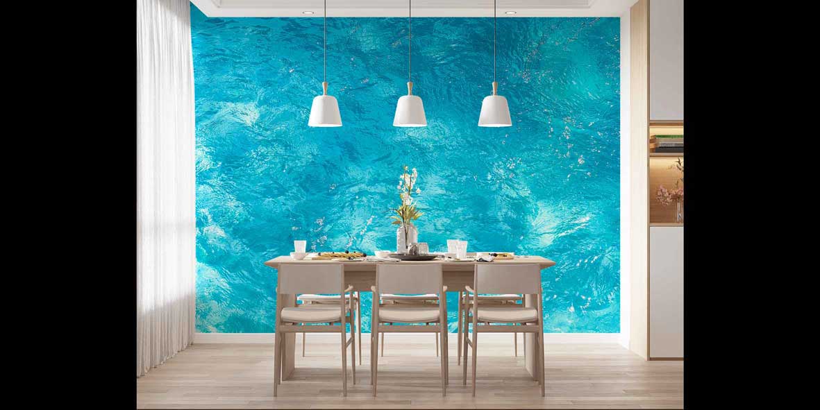 Turkuaz Su Dokulu Duvar Kağıdı 4609