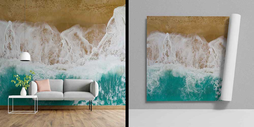 Köpüklü Dalga ve Kumsal Görünümlü Duvar Kağıdı 4611