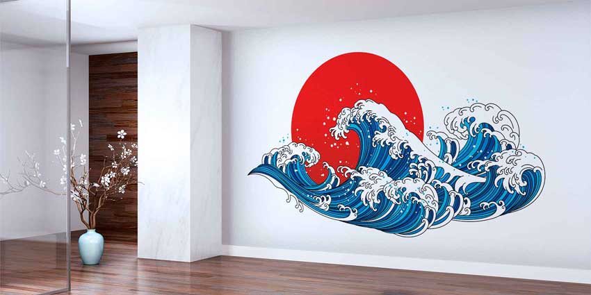 Japon Dalga İllüstrasyonu Duvar Kağıdı 4612