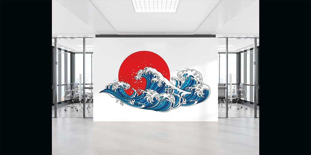 Japon Dalga İllüstrasyonu Duvar Kağıdı 4612