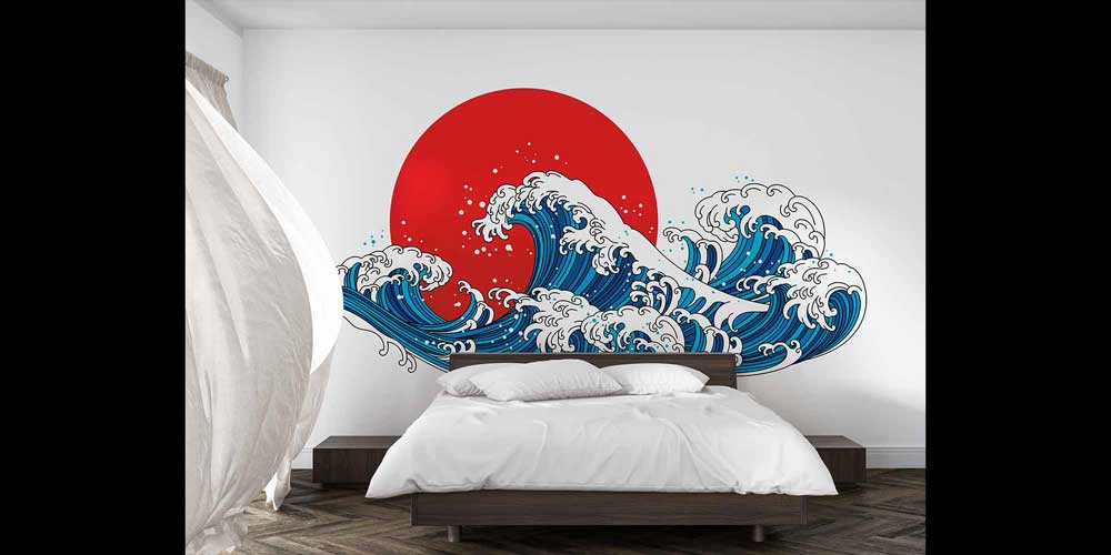 Japon Dalga İllüstrasyonu Duvar Kağıdı 4612