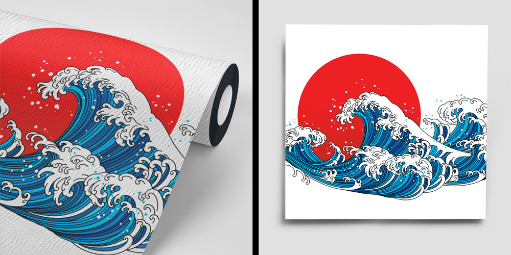 Japon Dalga İllüstrasyonu Duvar Kağıdı 4612